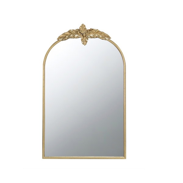 Gold Leaves Arched Wall Mirror, 24x36 in.