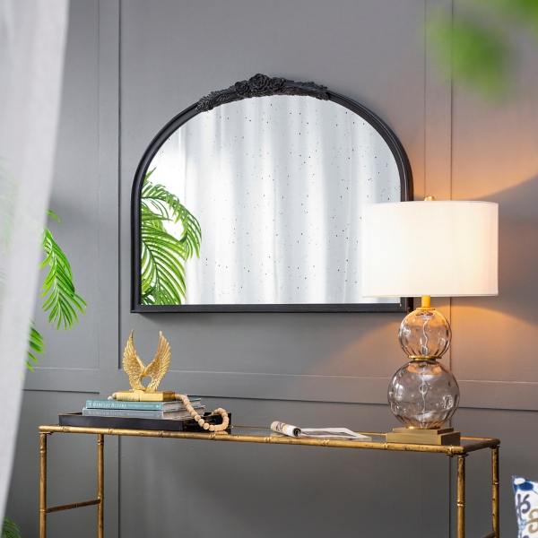 Wide Arch Black Floral Scroll Mirror Kirklands Home