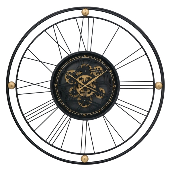Round Black and Gold Gears Wall Clock Kirklands Home