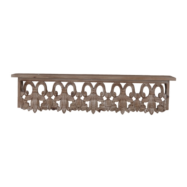 Brown Carved Scroll Wooden Wall Shelf Kirklands Home