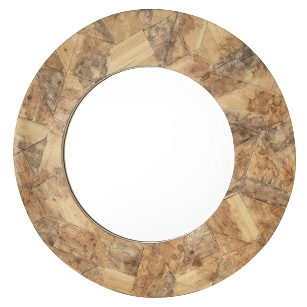 Natural Wood Patchwork Round Wall Mirror Kirklands Home