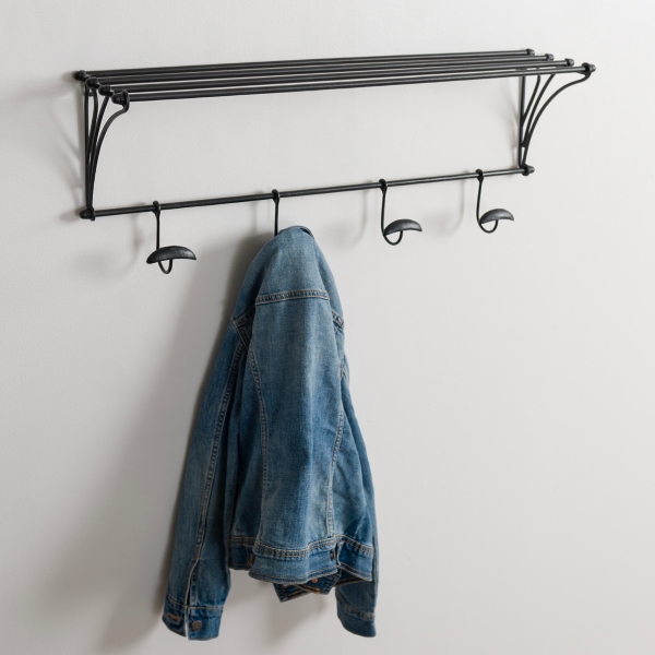 Black Iron 4Hook Wall Shelf Kirklands Home