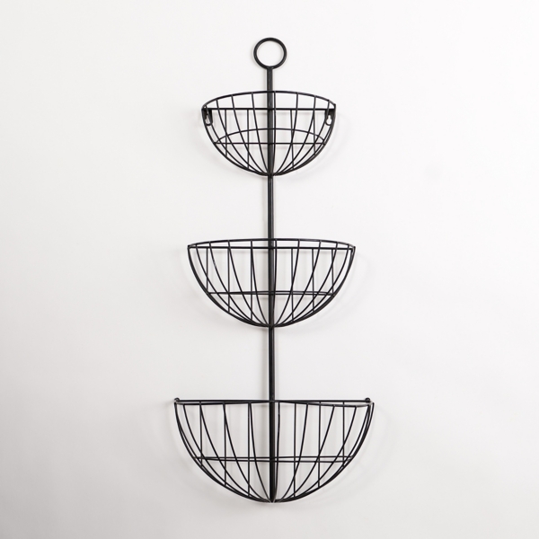 Black Metal Three Tier Hanging Wall Basket Kirklands Home