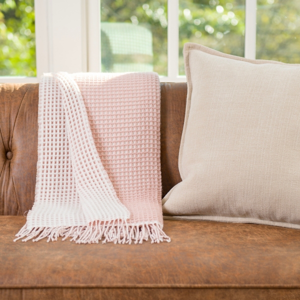Blush Soft Waffle Reversible Throw Kirklands Home