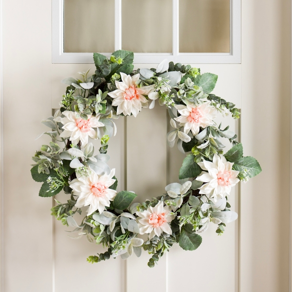 Snow Lotus and Greenery Wreath