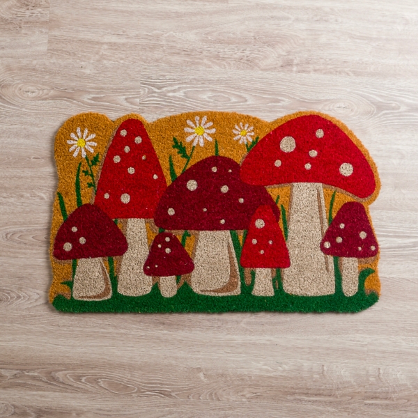 Red Mushrooms Coir Doormat