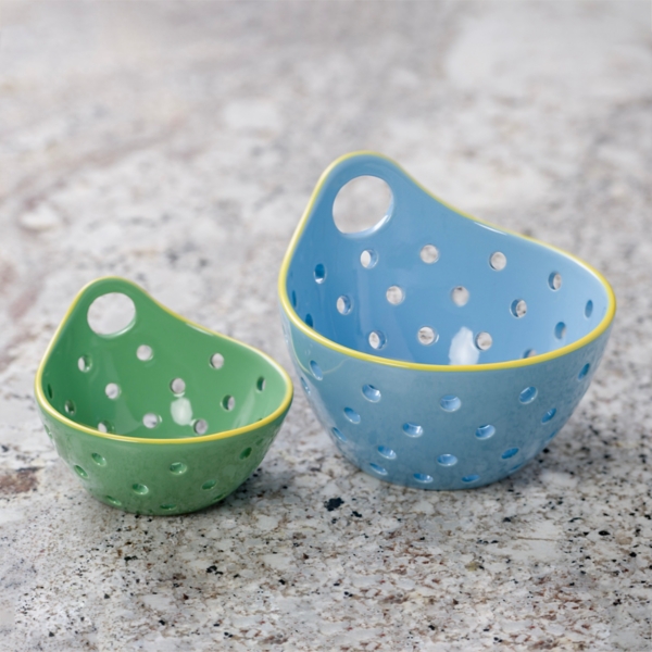 Blue and Green Ceramic Colanders, Set of 2 Kirklands Home