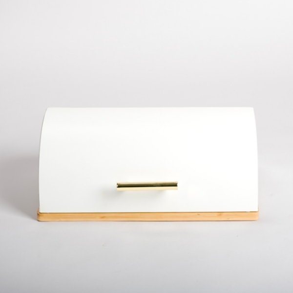 Modern White and Gold Wood Bread Box Kirklands Home
