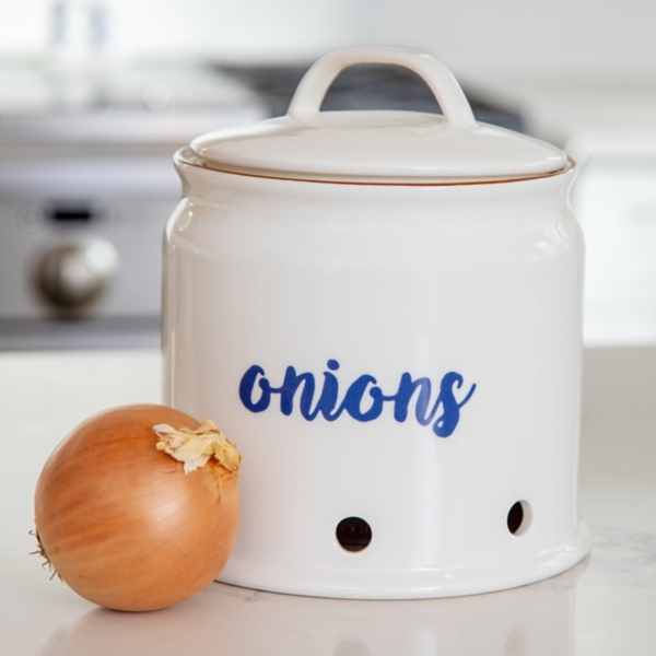 White Ceramic Onion Canister