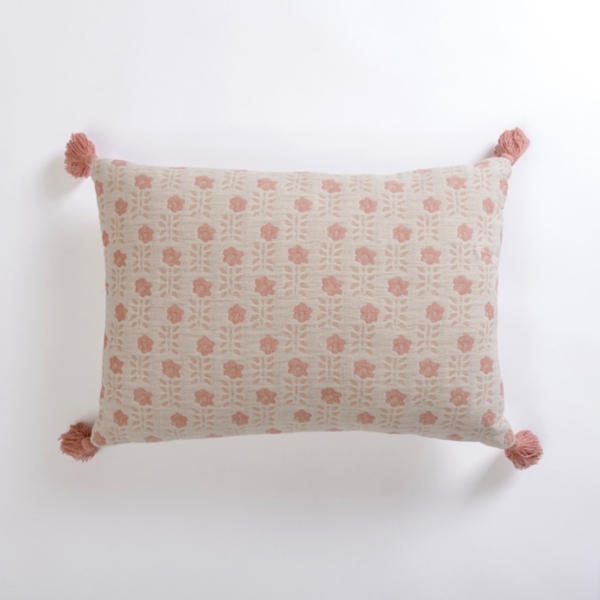 Pink Blooms Gauze Lumbar Pillow