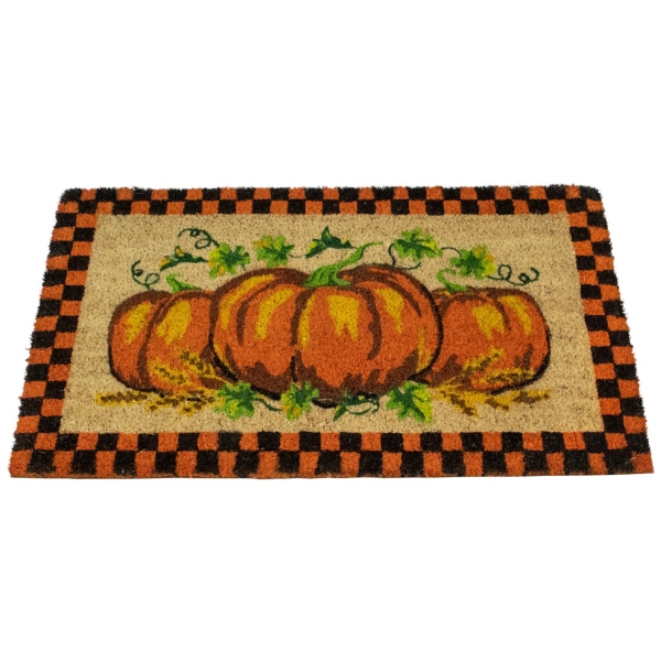 Checkered Pumpkin Coir Doormat