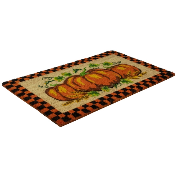 Checkered Pumpkin Coir Doormat