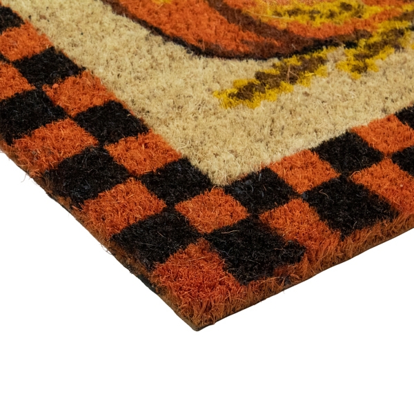 Checkered Pumpkin Coir Doormat