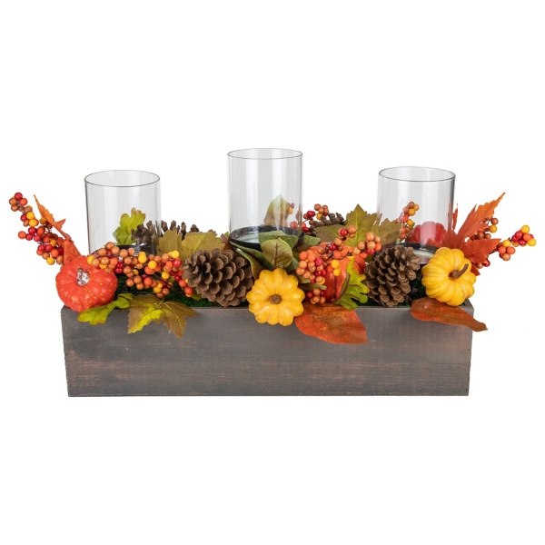 Bright Pumpkin and Leaves Candle Centerpiece Kirklands Home