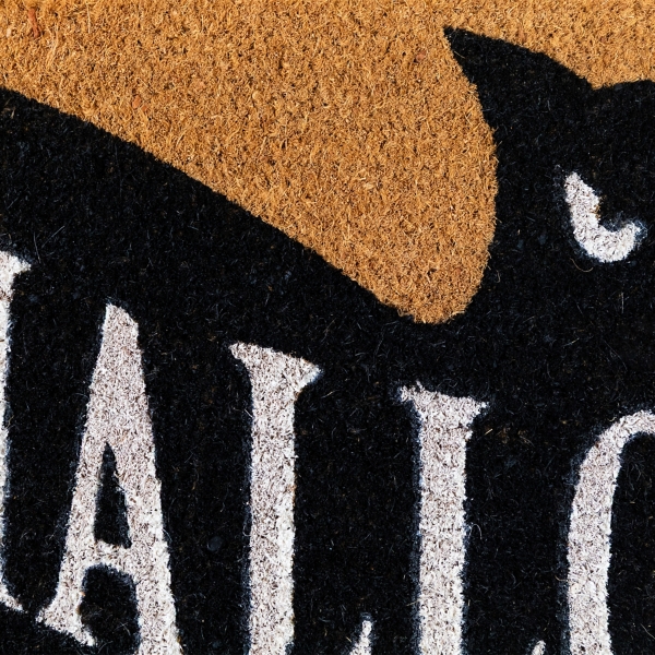Black Bat Shaped Halloween Coir Doormat