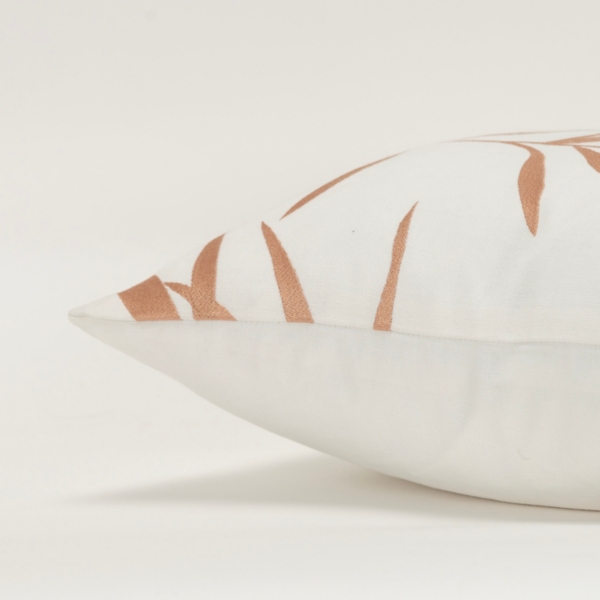 Gold Embroidered Botanical Throw Pillow