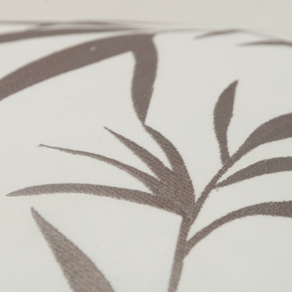 Gray Embroidered Botanical Throw Pillow