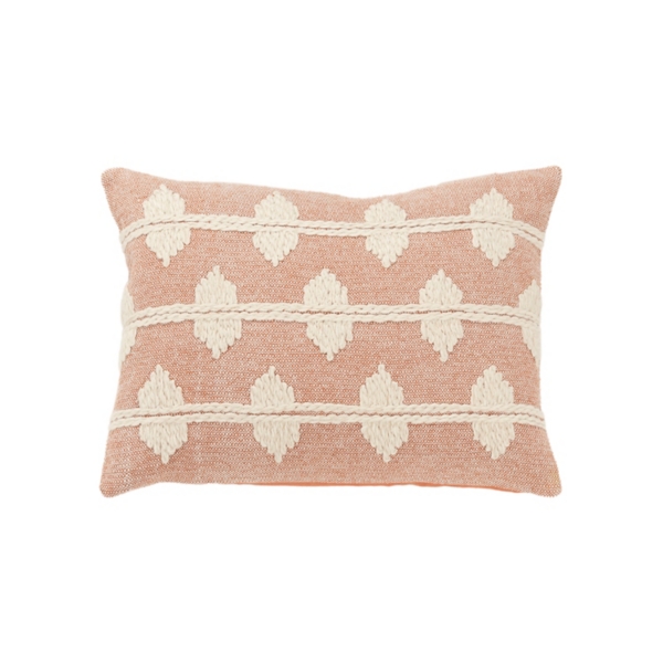 Heathered Embroidered Diamond Throw Pillow