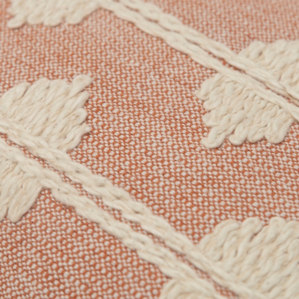 Coral Heathered Embroidered Diamond Throw Pillow