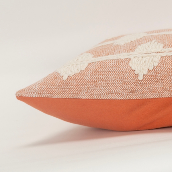 Coral Heathered Embroidered Diamond Throw Pillow