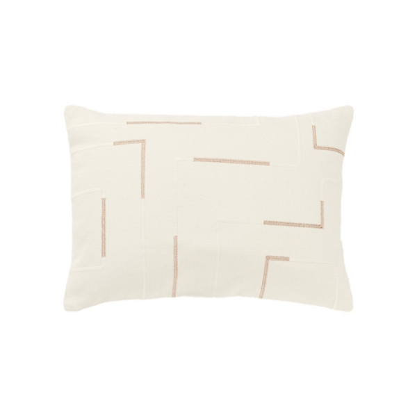 Gold Geometric Woven Lines Throw Pillow