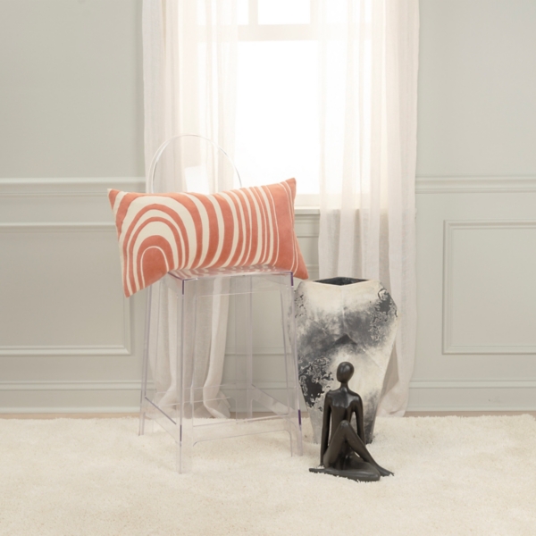 Coral Velvet Wave Lumbar Pillow