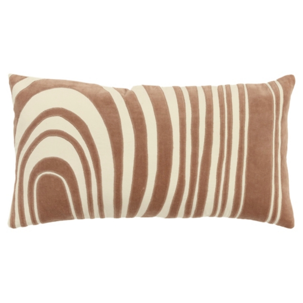 Cocoa and Natural Wave Lumbar Pillow