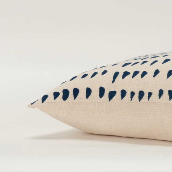 Navy and Natural Animal Patterned Lumbar Pillow