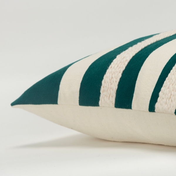 Teal and Ivory Ozzy Striped Pillow