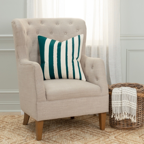 Teal and Ivory Ozzy Striped Pillow