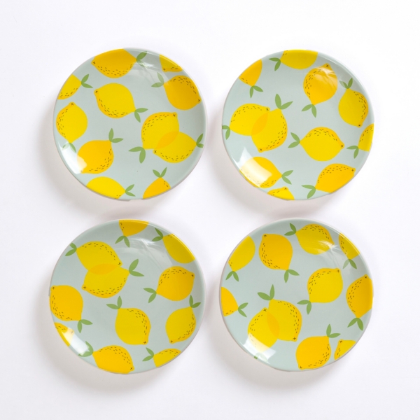 Light Blue Lemon Appetizer Plates, Set of 4 Kirklands Home