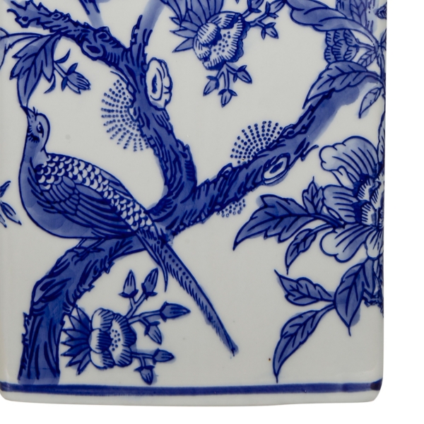 Blue and White Bird Pattern Table Lamp