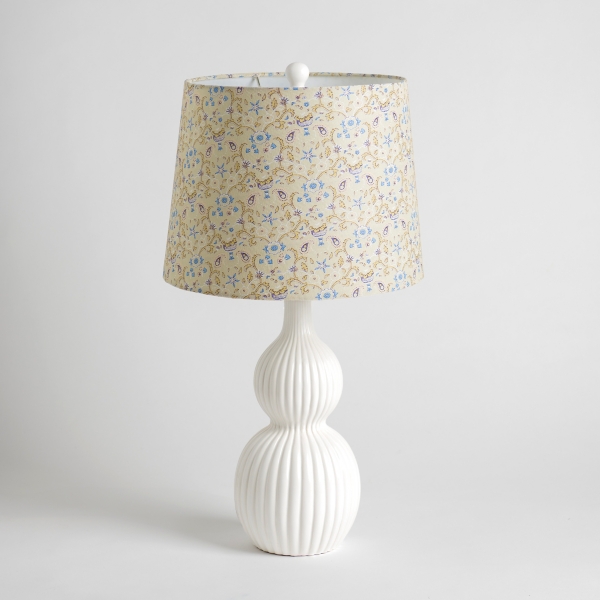 Curved Ceramic Table Lamp with Floral Shade