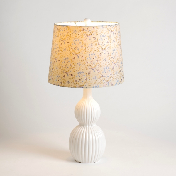 Curved Ceramic Table Lamp with Floral Shade