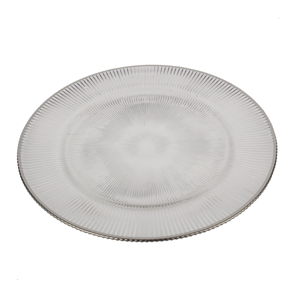 Striped Glass Silver Rimmed Charger | Kirklands Home