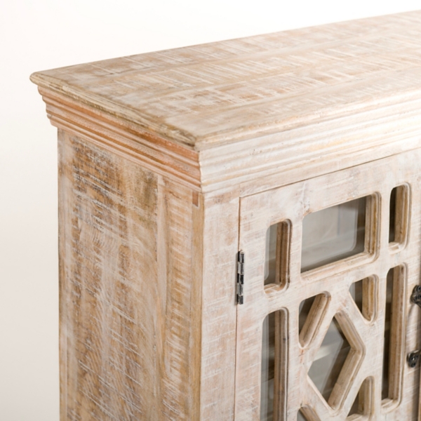 Whitewashed Carri Glass Door Cabinet