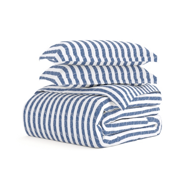 Navy Rugged Stripe 2-pc. Twin Duvet Cover Set