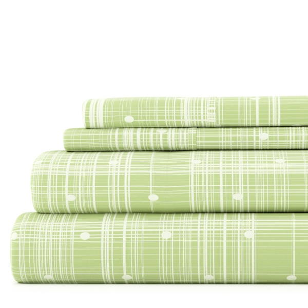 Green Plaid Polka Dot 3-pc. Twin Sheet Set
