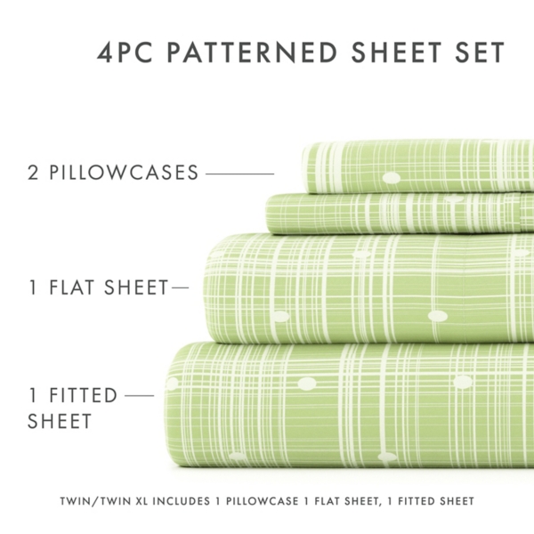 Green Plaid Polka Dot 3-pc. Twin Sheet Set