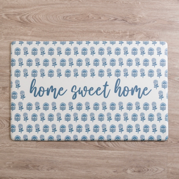 Blue Floral Home Sweet Home Kitchen Mat Kirklands Home