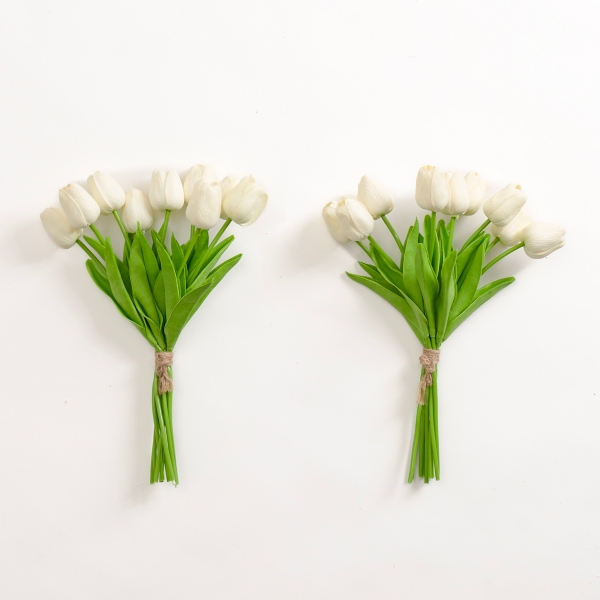 White Real Touch Tulip Bouquets, Set of 2 | Kirklands Home