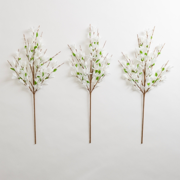 White Spring Flower Stems, Set of 2