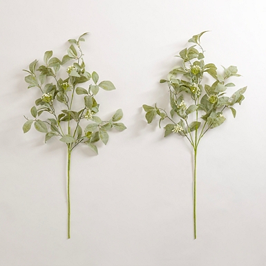 White Spring Flower Stems, Set of 2