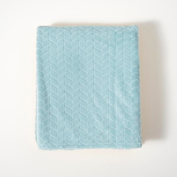 Kirklands Powder Blue Heavenly Herringbone Plush Throw Hamilton Place