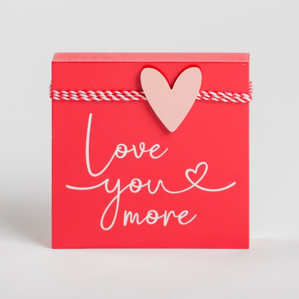 Red Love You More Wood Block Sign Kirklands Home