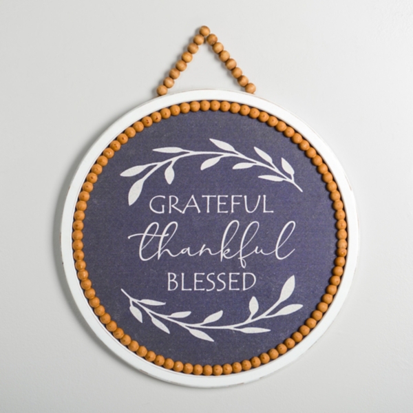 Blue Grateful Thankful Blessed Wall Plaque