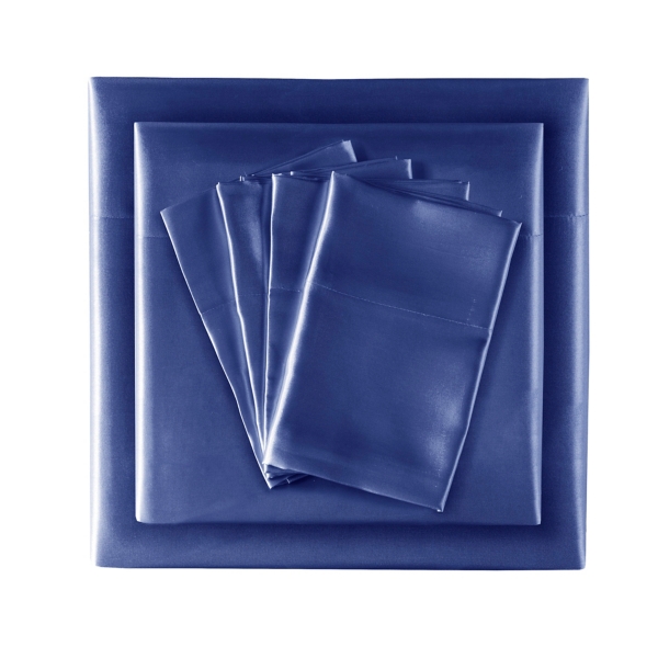 Navy Blue Satin 6-pc. Full Sheet Set | Kirklands Home