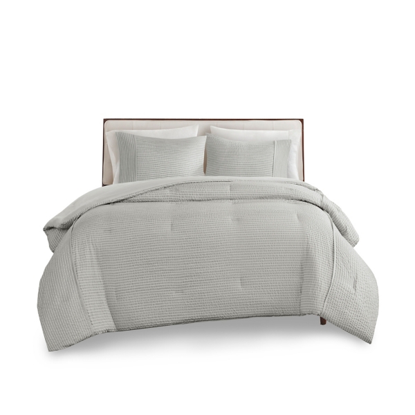 Gray Seersucker 3-pc. Full/Queen Comforter Set