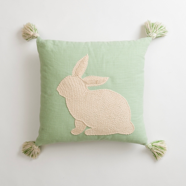 Embroidered Bunny Tassel Pillow