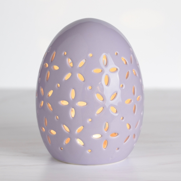 Pre-lit Floral Ceramic Egg